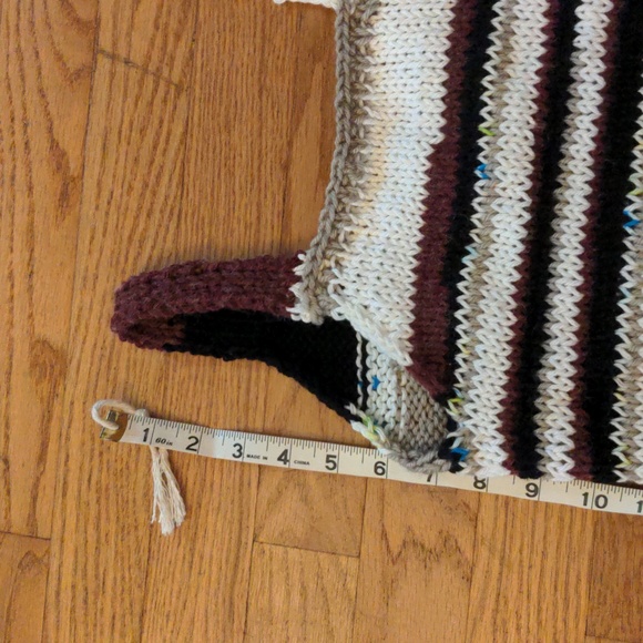 NEW! Hand Knit Striped Cropped Tank Vest Cherry Red Black Taupe Size S/M - Picture 7 of 8